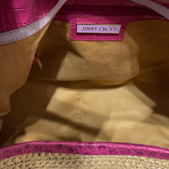 Jimmy Choo Rajah Raffia & Croc leather hobo bag. - Picture 6 of 10